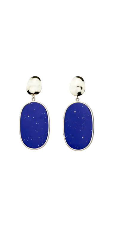 Aretes Oval Doble con Piedra